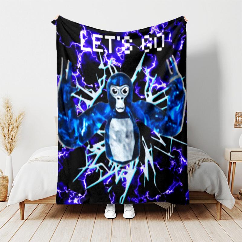 1pc Blanket Gorilla Tag Print Design, Lightweight Blanket for Sofa, Bed- Soft &Warm, Gift for All Seasons like Christmas, Halloween