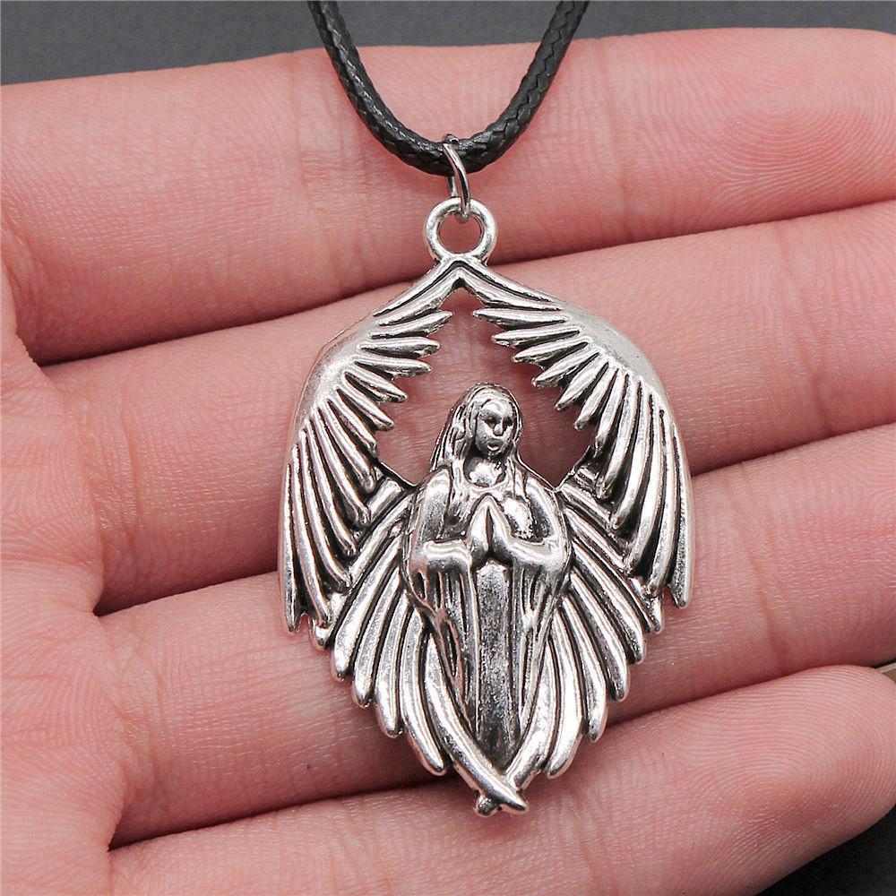 Liebesherz Engel Frieden Halskette Lederkette 45cm Damenschmuck Geburtstag Trend Beschläge