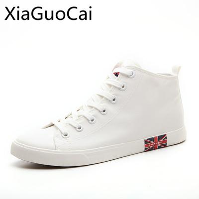 Fashion England Style Fashion Men Canvas Shoes High Top White Round Toe Male Casual Shoes Spring and Autumn Boys Flat Sneakers