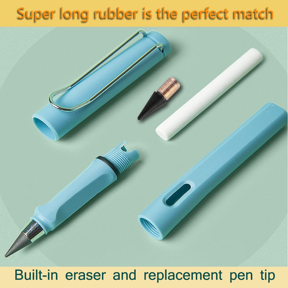 6pcs Everlasting Pencil Inkless Pencils Eternal with 6pcs Replacement Nibs Infinity Pencil Magic Pencils Portable Reusable Erasable Writing Pencil