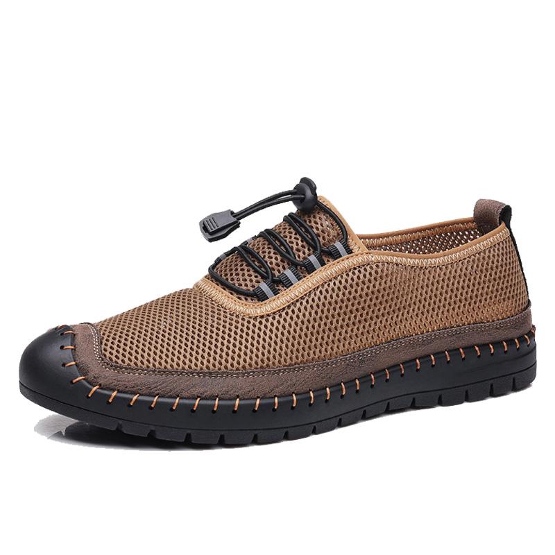 

Абсолютно новые летние мужские повседневные туфли из дышащей сетчатой ткани, мокасины, мягкие сандалии на плоской подошве, мужские туфли для вождения ручной работы 10 жёлтый