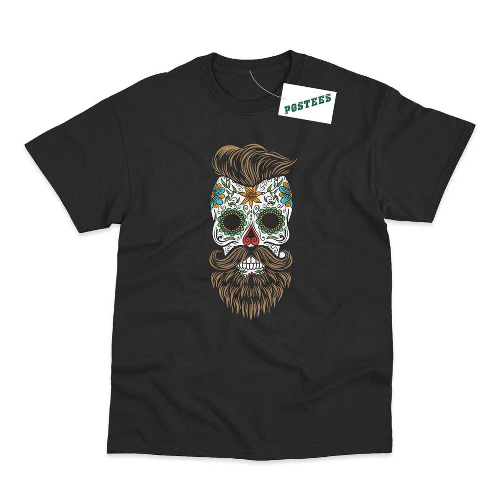 Bearded Sugar Skull Candy Day Of The Dead DA De Muertos Mexico TShirt S