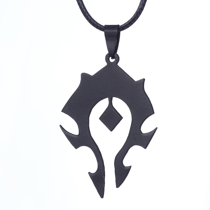 ZRM Jewelry Stainless steel Pendant World of Warcraft Horde Alliance Logo Necklace Men Gifts 50cm чёрный