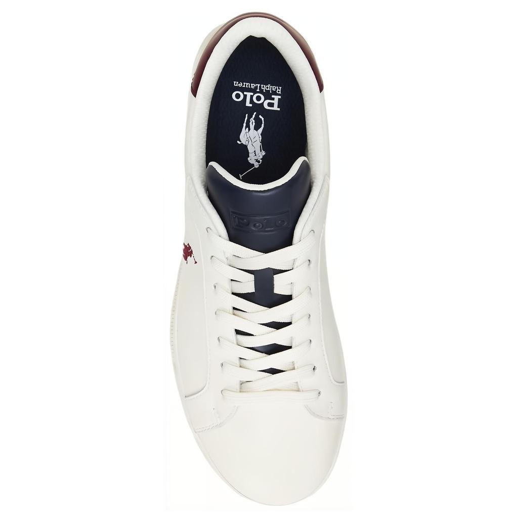 Polo Ralph Lauren Court Leather Round Toe Lace-Up Embroidered Pony Low-Top Sneakers Men sneakers White 100028632