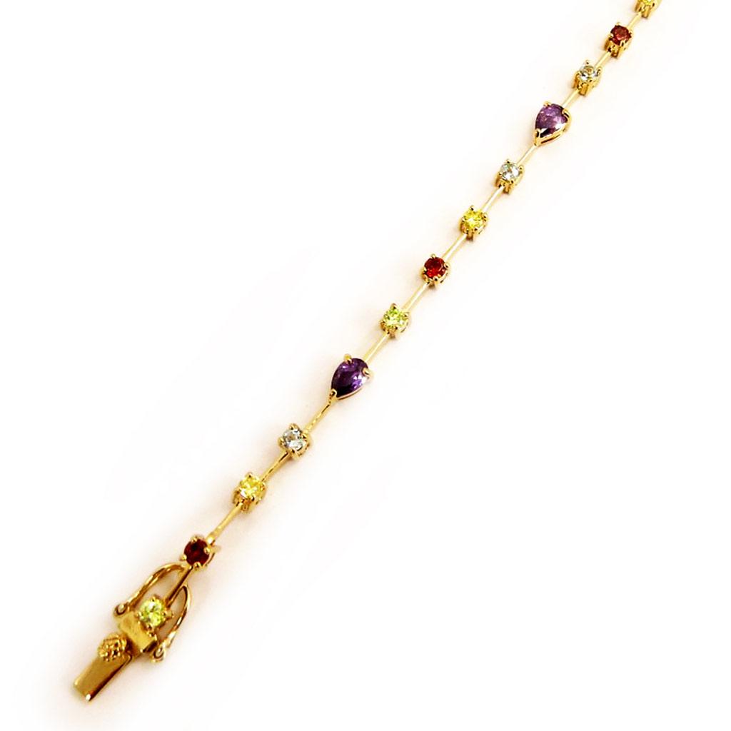 Les Trésors De Lily [D6817] - Tutti Frutti 'Mylene' Gold Plated Bracelet - 19 Cm