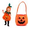 Set Costume di Zucca di Halloween per Bambini Ragazzi Ragazze Tuta Zucca Carina con Cappello e Sacchetto per Dolci Festa di Halloween Performance sul Palco