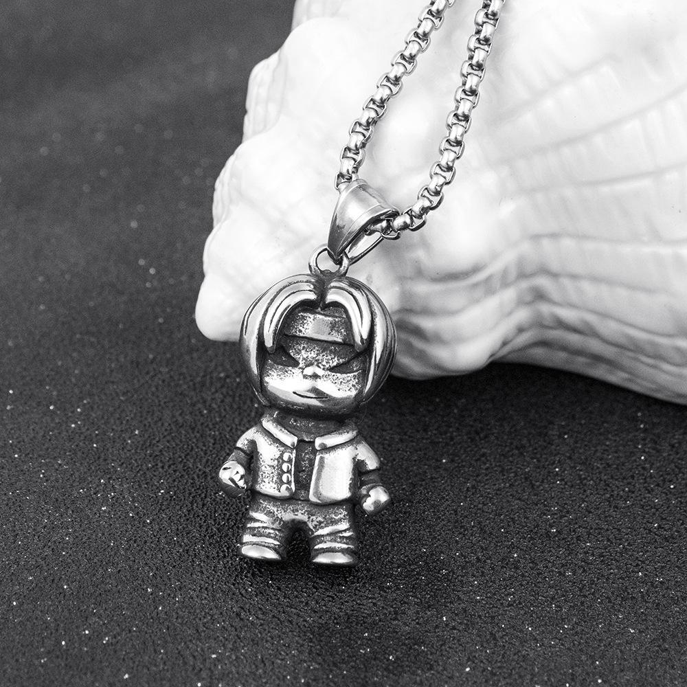 Trendy Cartoon Human Robot Character Titanium Steel Men's Necklace Japanese and Korean Jewelry