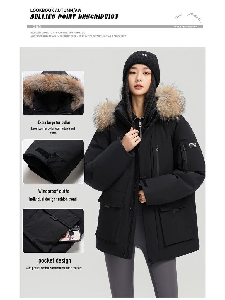 Men's Thickened Down Parka with Large Fur Collar - 2025 Winter Collection