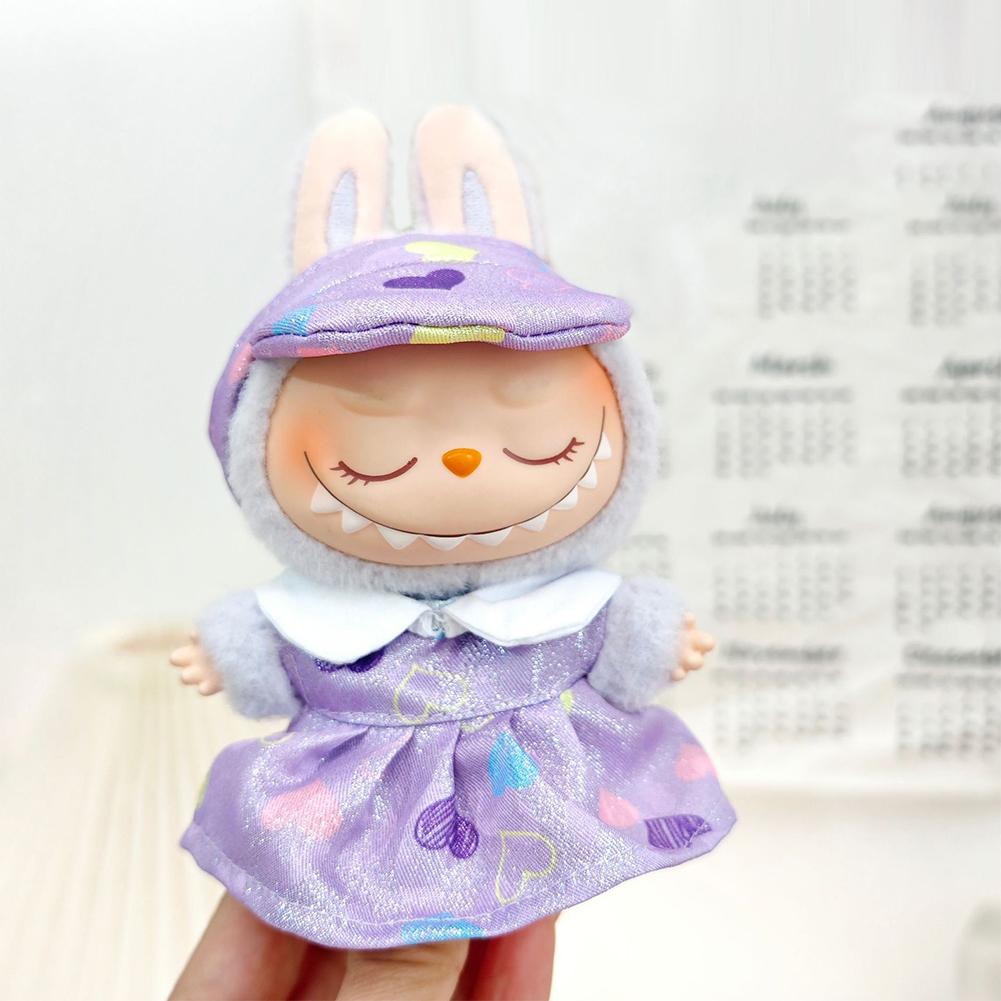 Miniature Colorful Heart Dress Set for 17cm Labubu Dolls Cute DIY Doll Clothes Fashion Accessories Lovely Outfit Gifts for Girls Friends