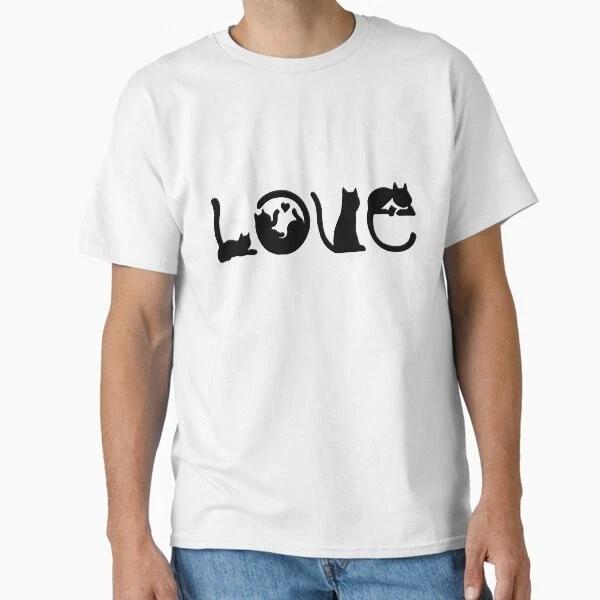 Love Cats Black Silhouette Classic TShirt Made In UsaAus TShirt S2xl S