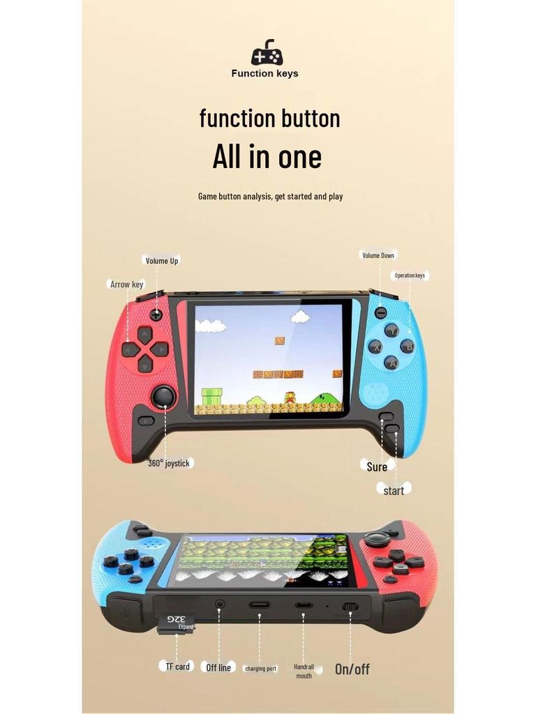 Retro PSP-Style Large Screen Handheld Game Console with Dual Joysticks