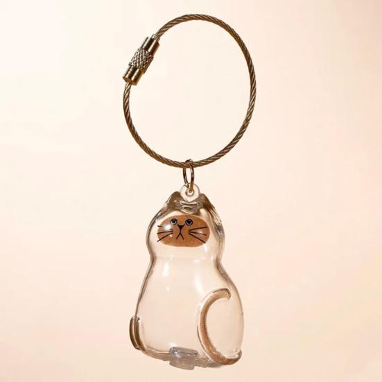 3Pcs Cat Hair Storage Box Keychain Transparent Acrylic Dog Hair Memorial Bottle Pet Hair Collector Container Key Ring Pet Owner Keepsake Gift
