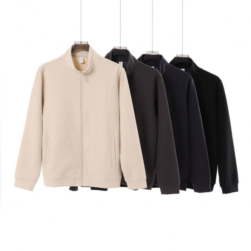 Unisex Zip-Up Stand Collar Cardigan Sweatshirt 400G Heavyweight Loose Casual Top