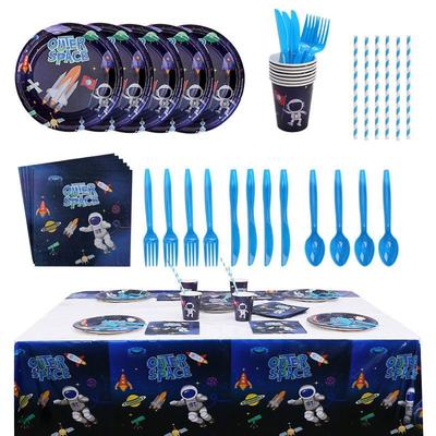 Space Astronaut Themed Children's Birthday and Festival Party Paper Cups, Paper Plates, Tissues, Tablecloths, Party Supplies