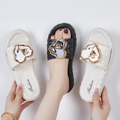 Beach Sandals Slides Slippers for Women Summer Thick Sole Non-Slip Plastic Soft Sole Fashion Flat Casual Slippers