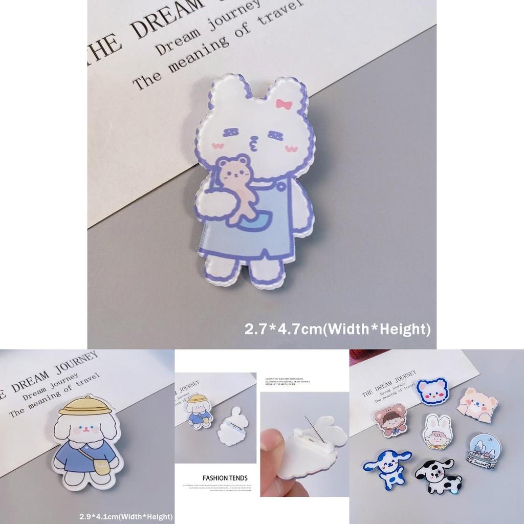 Stylish Kawaii Brooches With Dog Rabbit Cow Designs For Trendy Apparel