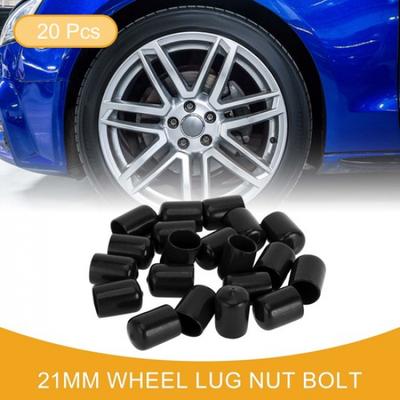 20 pièces PVC 21mm Boulon Écrou de Roue Extérieur Noir