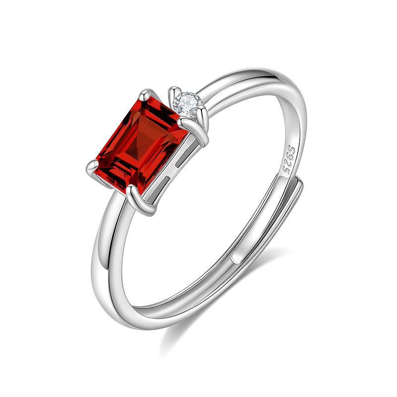 S925 Silver Natural Crystal Open Ring, Adjustable Size, Elegant Simple Finger Ring, Fashion Jewelry Accessory for Girls, Gift for Girlfriend