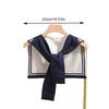 Korean College Navy Stripe Wool Knit Shoulder Cape Knotted Warm Shawl Summer Air Conditioned Room Protect Neck Woman's Scarf