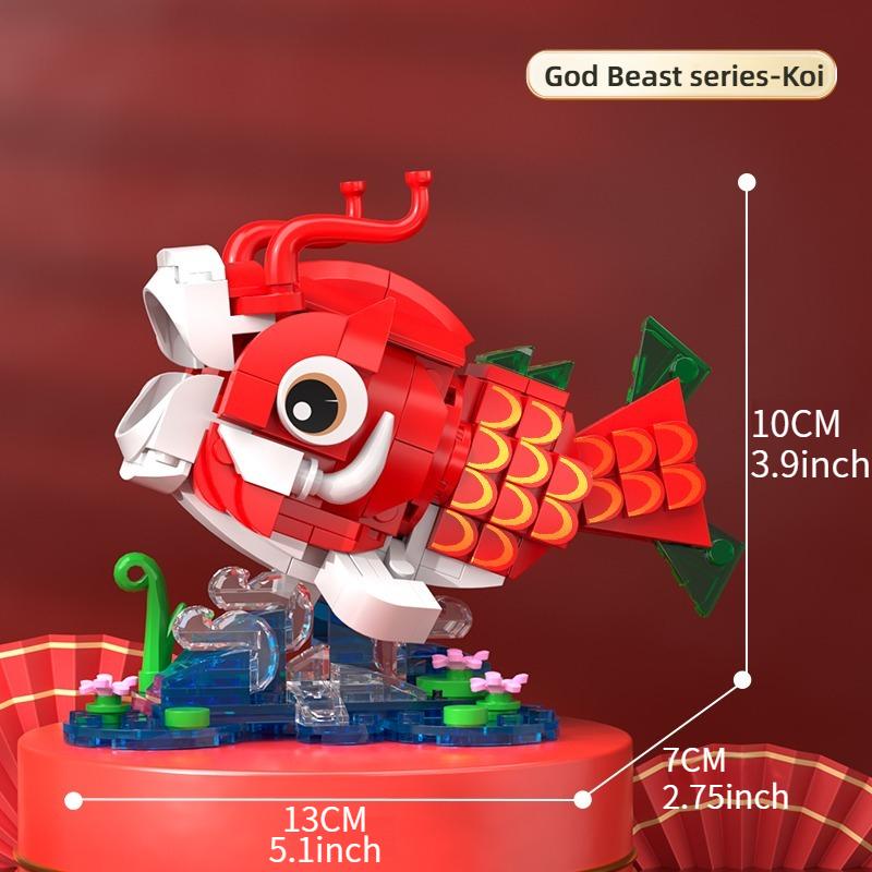 

Chinese Style Divine Beast Building Blocks Assembled Children s Educational Toys Lucky Cat Koi Living Room Room Decoration Gifts