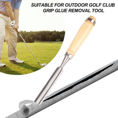 Golf Club Handle Tape Removal Stick with Wooden Handle Stainless Steel Golf Grip Tape Remover Tool Multifunctional Graphite/Steel Shaft Tape