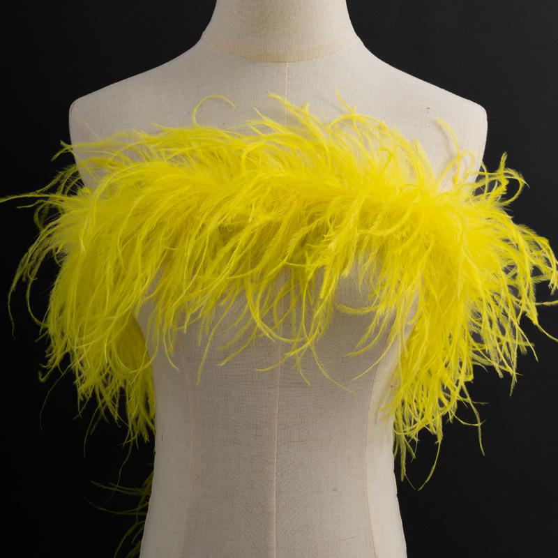 3 Layers Of Color Encryption Bold Ostrich Feather Strip Catwalk Latin Dance Dress Fashion Diy Handmade Clothing Accessories