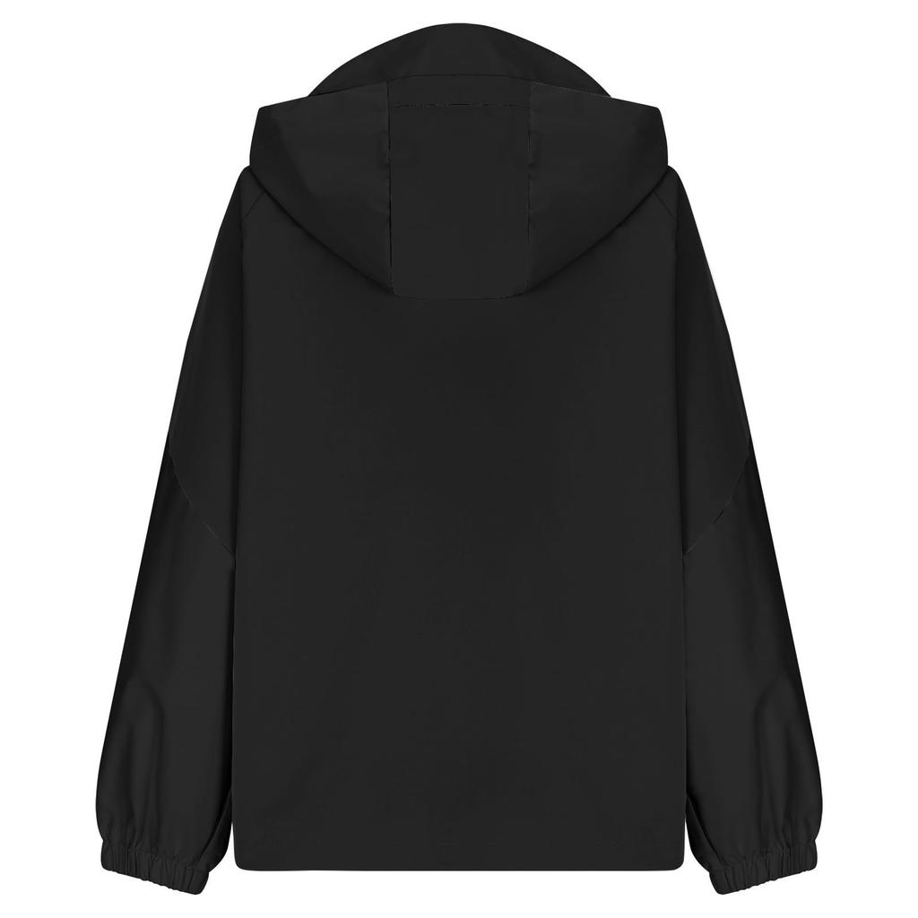 Women Solid Stripe Rain Jacket Outdoor Plus Waterproof Hooded Raincoat Windproof