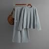 Fashion Wind Knitted Loose Pure Color Round Neck Sweater Loose Pants Two-piece Set Sweater and Pants Set