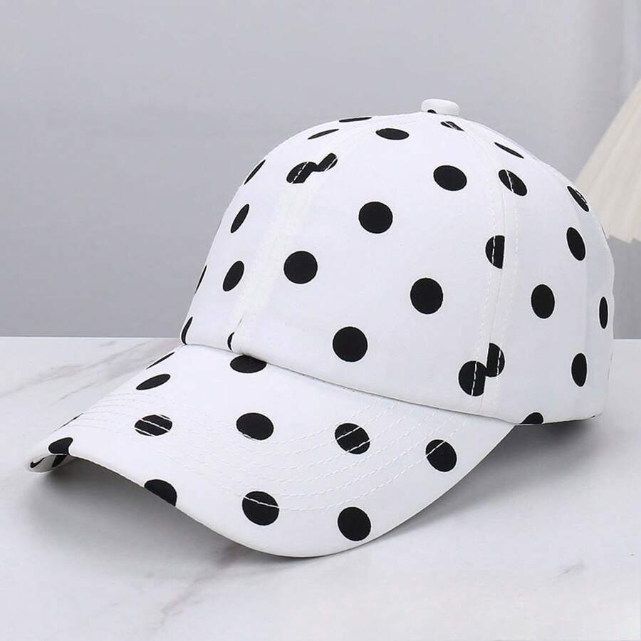 Polka Dot Baseball Cap For Women Large Head Circumference Face Slimming Duckbill Hat