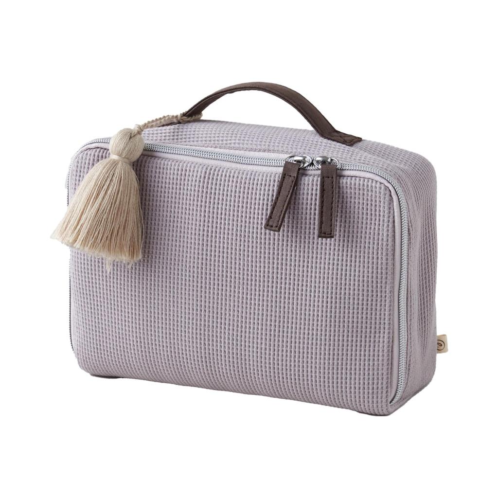 Fluffy Diaper Waffle Large Tassel Pouch, Fabric, Capacity, (Light Gray)