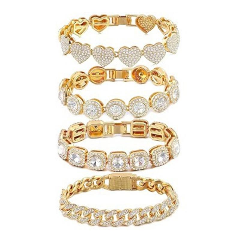 

4Pack Chain Bracelet Link Bracelet Elegant Women Jewelry Alloy Texture Fashion Wrist Jewelry Suitable for Stylish Ladies золотий