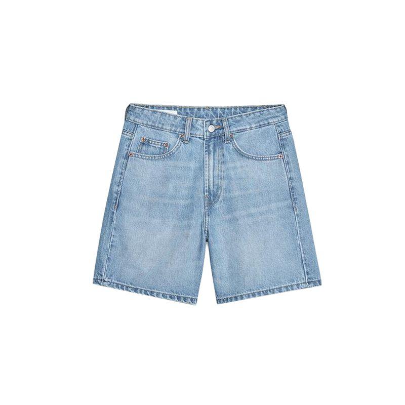 Summer New Product Women's Clothes Fashion Wind Five Pocket Strap Decoration Mid Waist Denim Casual Shorts 4730005