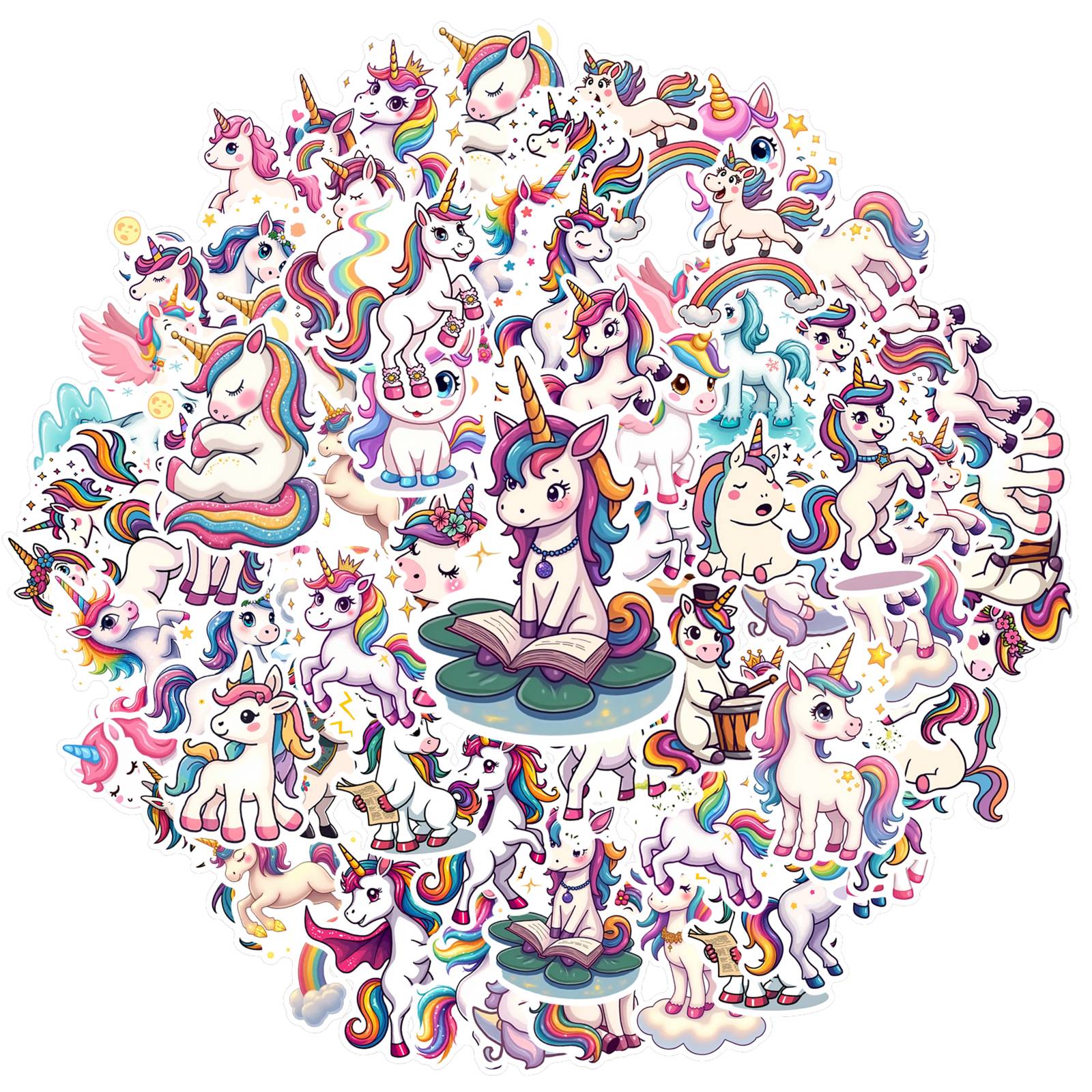 

35pcs-50pcs Cute Unicorn Stickers Colorful Fantasy Graffiti Decals DIY Stickers For DIY Phone Laptop Scrapbook Bike Laptop