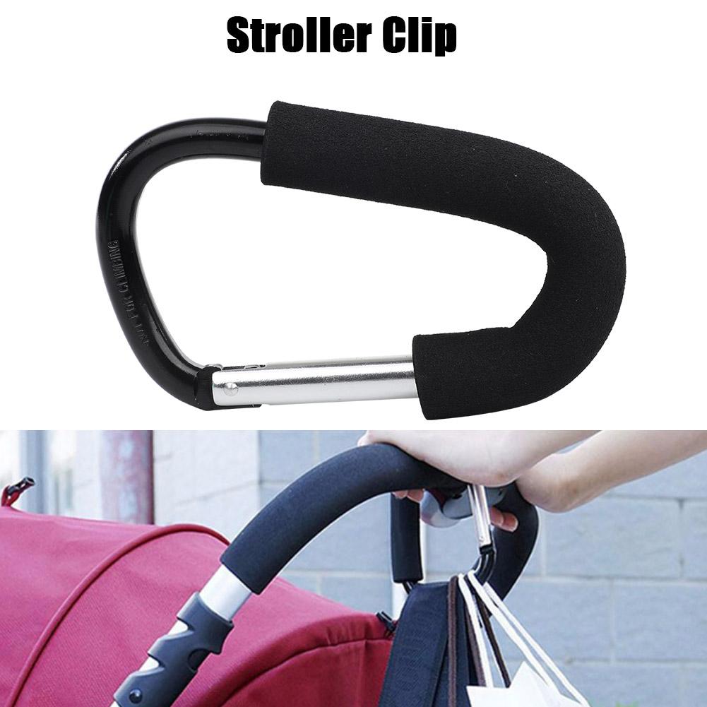 Schwarzer Kinderwagen Haken Clip Kinderwagen Karabiner Windeltasche 16 x 10 cm