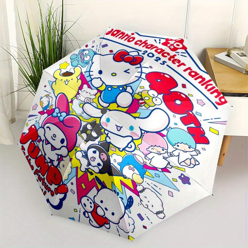 

40th Sanrio Character Ranking Automatic Open/CloseCartoon Umbrella-CuteUmbrella with Cute Design, Portable 3-Fold Compact Umbrella for Men & Women, Va