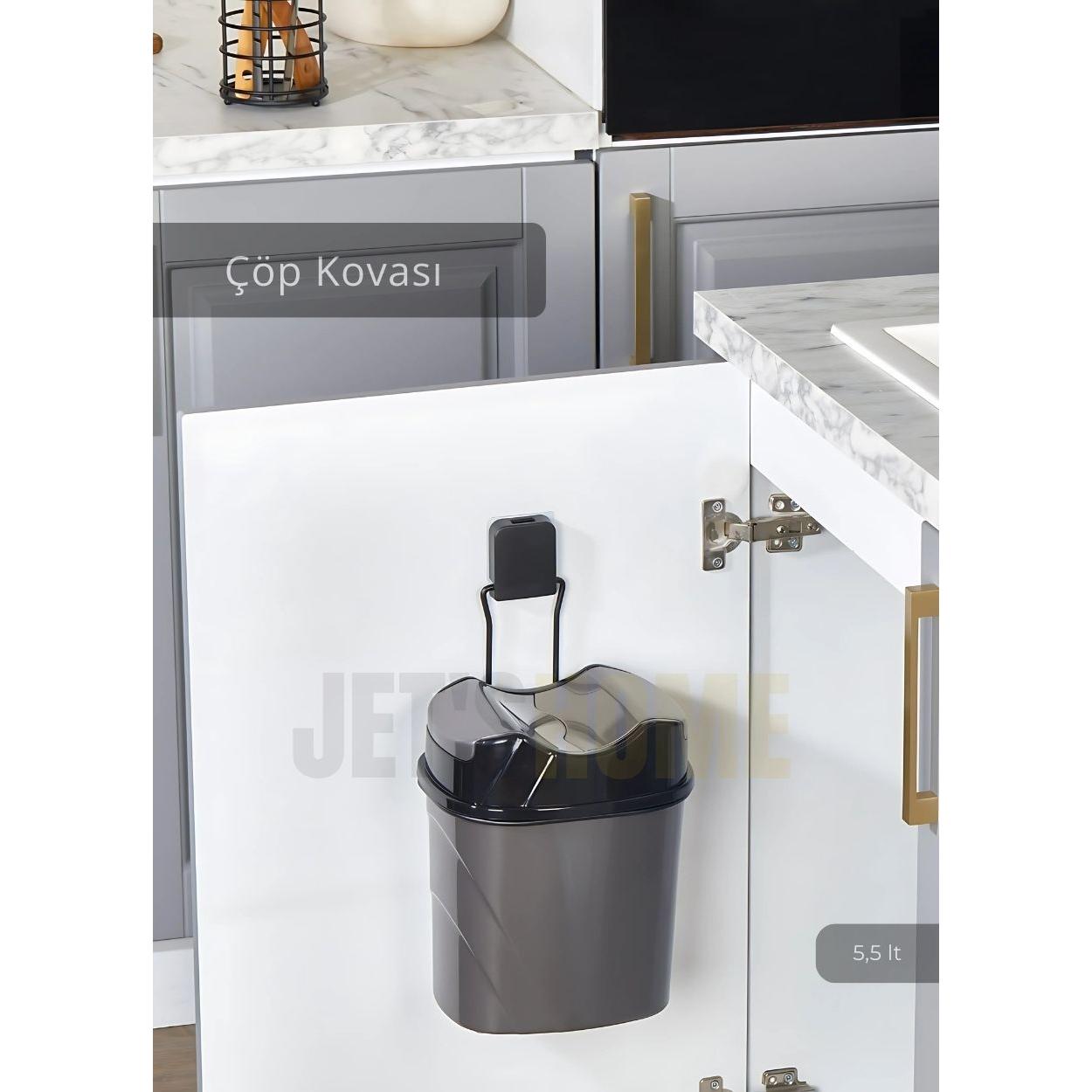 

Bathroom Plastic Trash Can Kitchen Cupboard Adhesive Trash Can Black