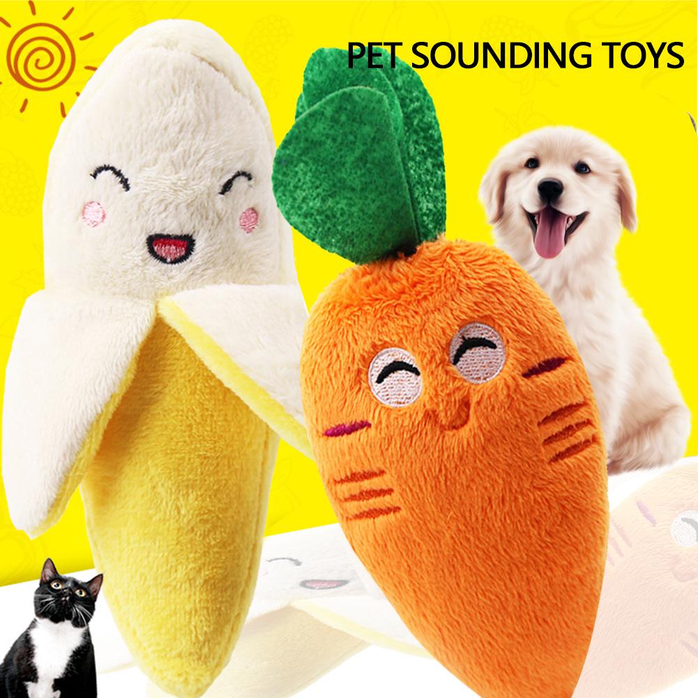 Haustierbedarf Plüsch Quietschespielzeug Hundespielzeug Bissfest Reinigen Hundekauartikel Welpen Trainingsspielzeug Ball Obst Cartoons Tierform