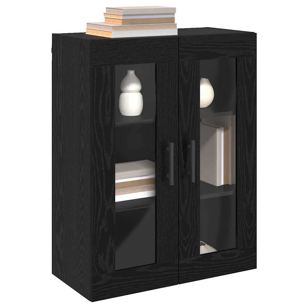 Wall Mounted Cabinet Black Oak Effect 69.5 X 34 X 90 Cm