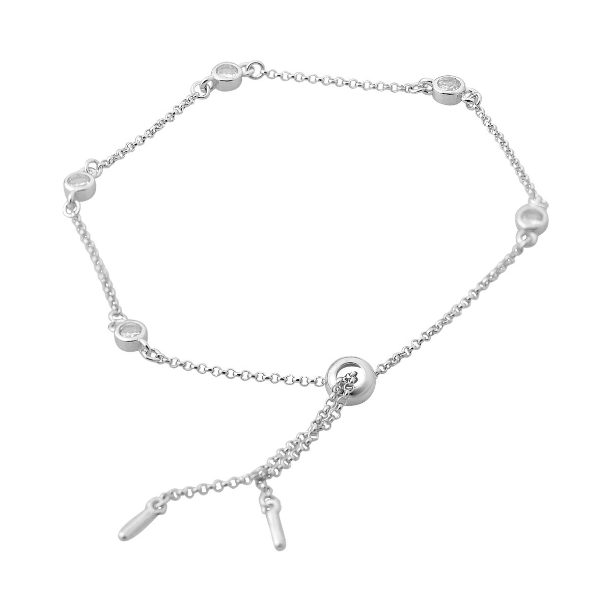 

Срібна каблучка з фіанітами, вага виробу 2,47 гр (2173885) adjustable білий