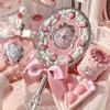 Flower Knows Strawberry Cupid Hand Mirror,Vintage Handheld Mirror,Fancy & Pretty Princess Mirror with Long Handle,Gift for Girls & Women(Milk Pink)