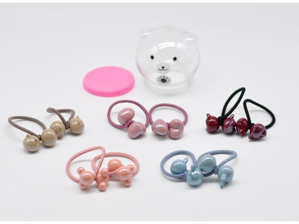 Flashing Bear Hair Ties for Kindergarten Girls - Gentle, Colorful Rubber Bands