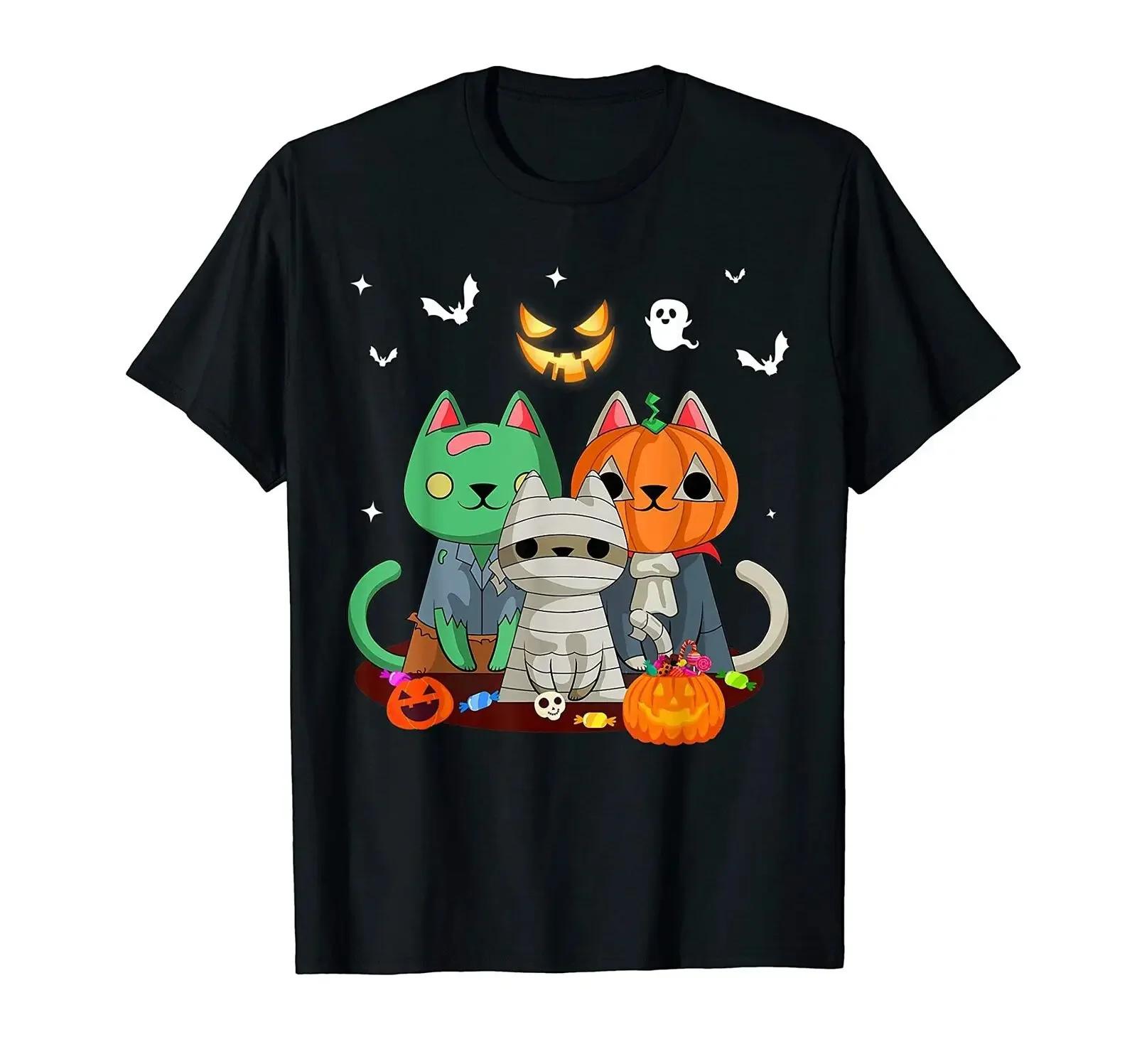 

Cute Cats Witch Pumpkin Halloween Cat Lovers Gift TShirt 100 Cotton ONeck Summer Short Sleeve Casual Mens Tshirt Size S3XL S