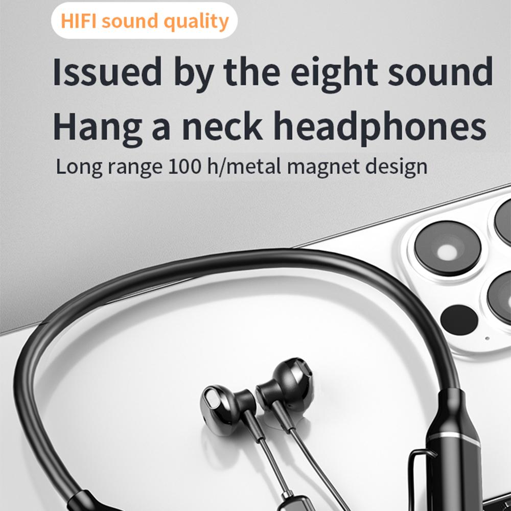 

K1688 Wireless Bluetooth-compatible Neckband Headphone with Microphone IPX5 Waterproof Smart Noise-Cancelling Sports Headset Black