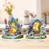 Standing Rabbit Figurines Home Decoration Acrylic Bunnies Statues Sculpture with Easters Eggs for Office Room Decors