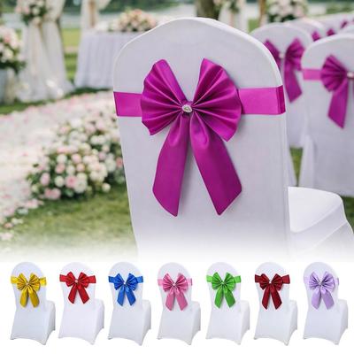 Ready Made Chair Back Bow Decorative Belt Bows Chair Bandage  for Wedding Hotel Banquet Party