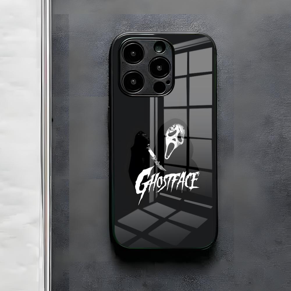 Ghost Face Scream Halloween Phone Case For IPhone 17 Air 16 E Pro Max 15 14 13 Mini 12 Pro 11 Max Plus Black Glass Cover