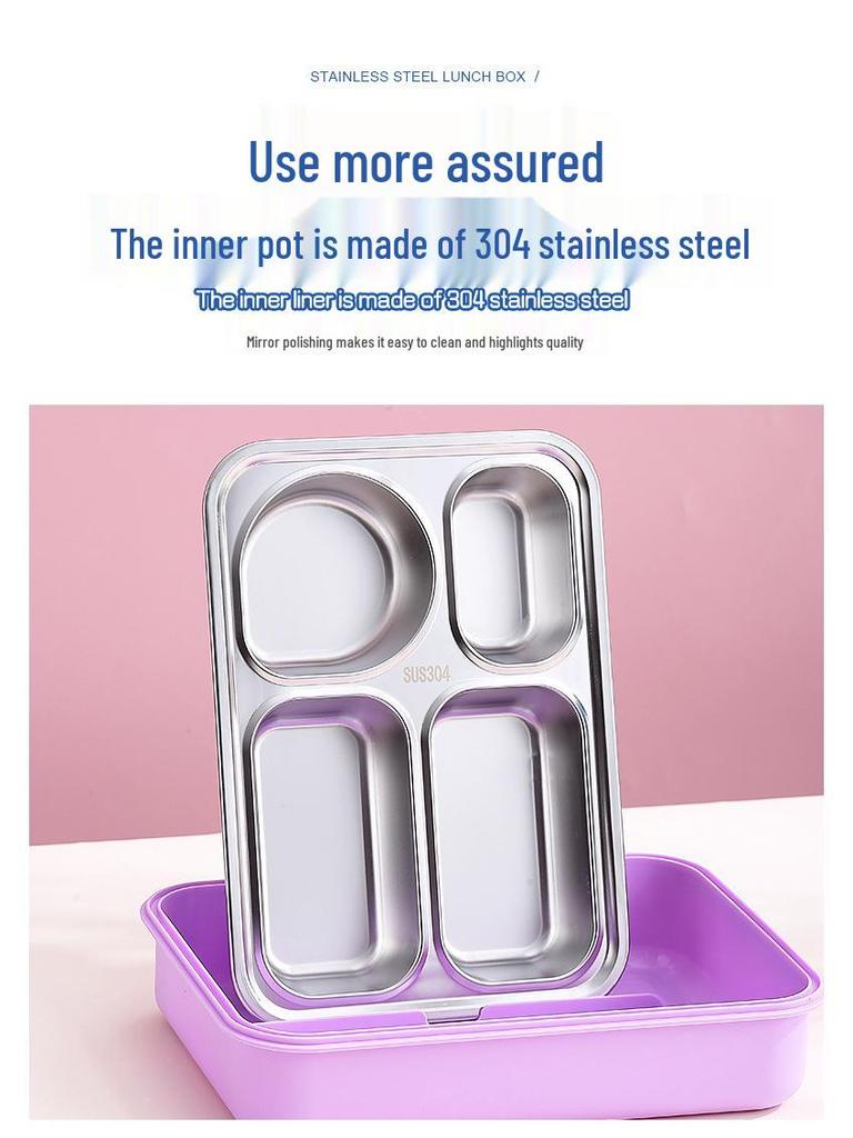 Cartoon Stainless Steel Insulated Lunch Box with Cutlery - Fresh & Stylish Student Design