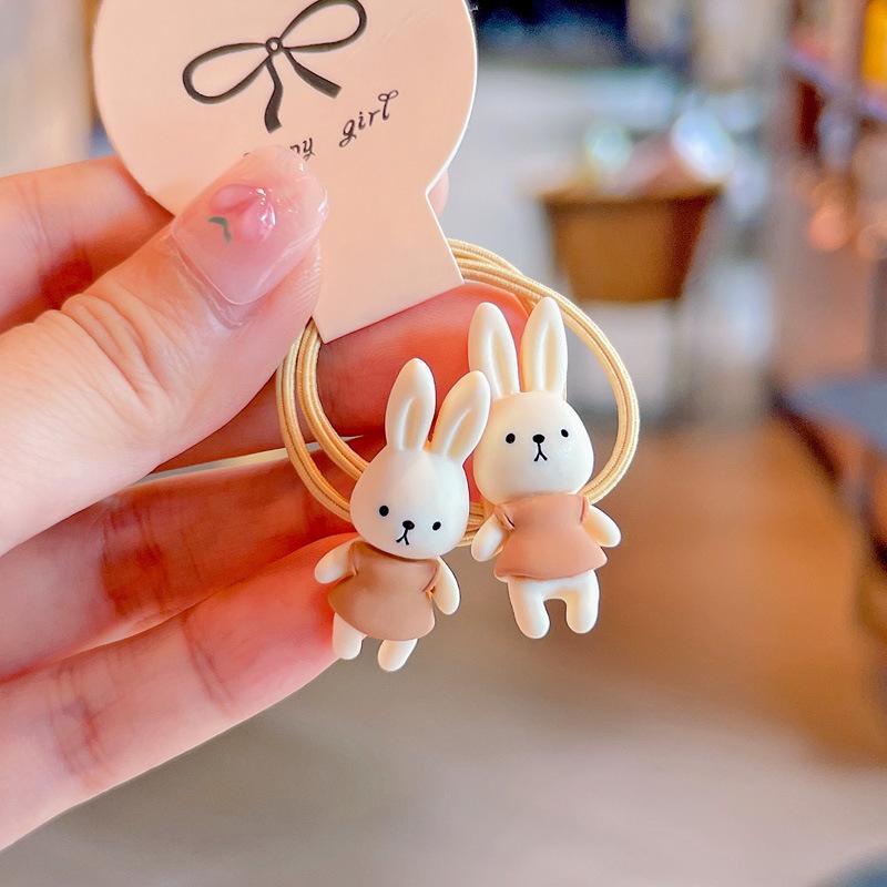 2PCS Cartoon Rabbit Bear Animals Cute Kids Elastic Hair Bands Children Hair Ties Girls Hair Accessories Baby Headdress