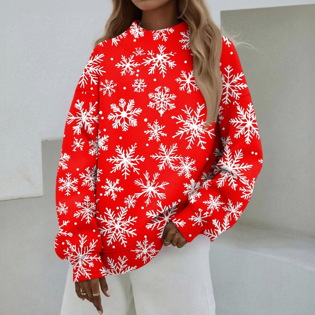 Dámská mikina s rolákem Podzimní pohodlná nadměrná mikina Elegantní pulovrové mikiny Bez kapuce Hřejivé topy s rolákem