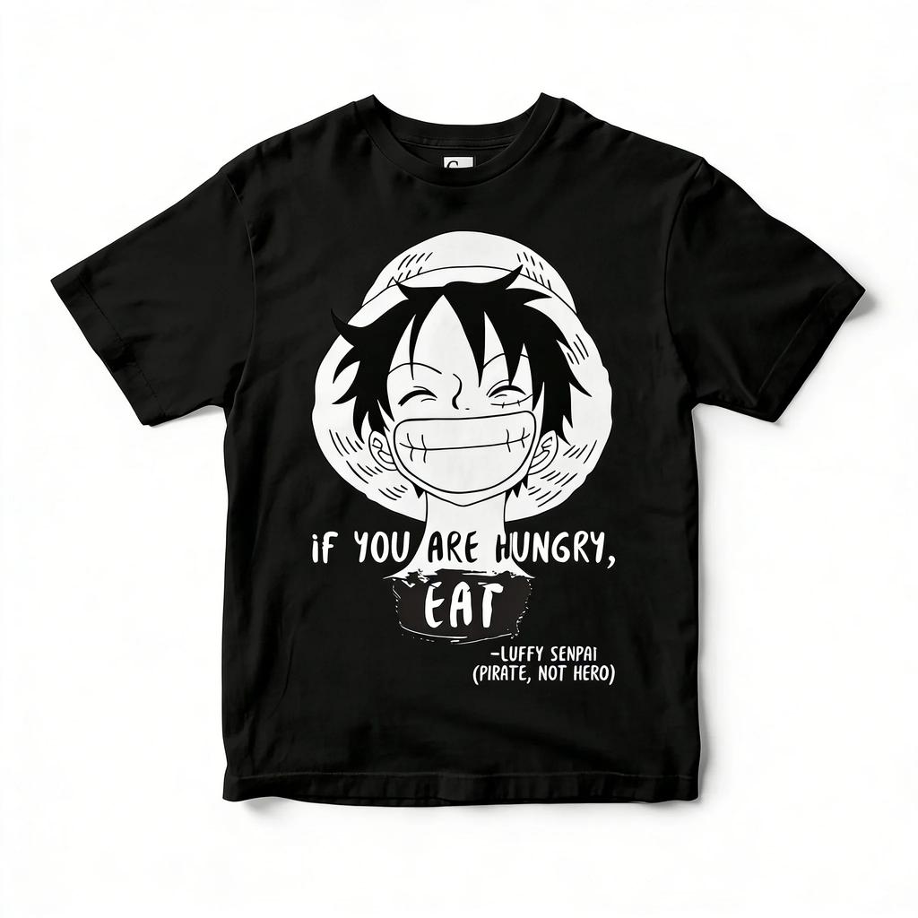 Men and Kids One Piece Luffy Anime T-Shirt White Cotton Graphic Tee Quote Design Soft Casual Wear for Otaku Campus Daily Outfit